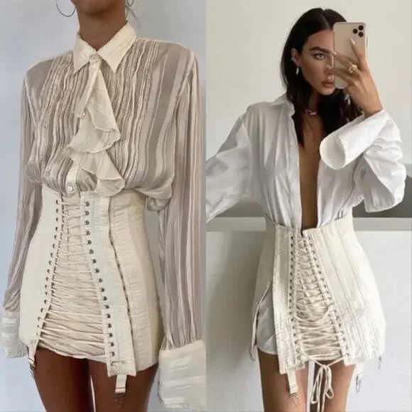 Orseund Iris Skirts Orseund Iris Gamine Corset Mini Skirt Ecru